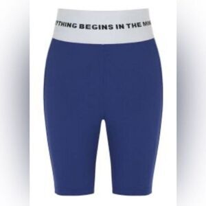 NWT Nocturne Women's Blue High-Waist Wide Band Text Biker Shorts - Size XS - MSR